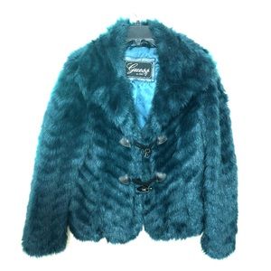 Teal Faux fur coat!